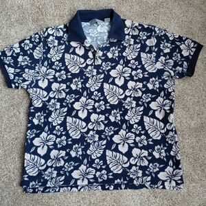 Eddie Bauer Hawaiian Floral Print Short Sleeve Collared Shirt Men's Size Large